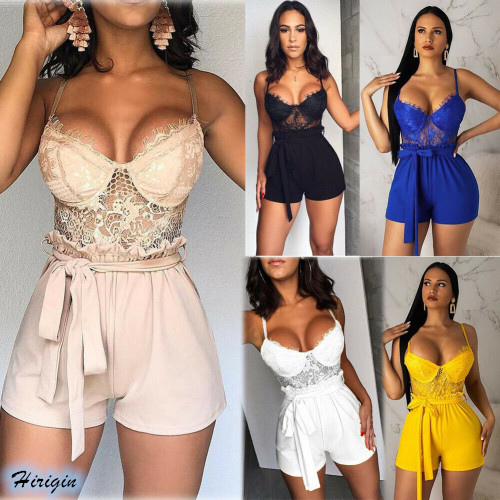 Women Lace Patchwork Jumpsuits 2020 New Women Summer Sexy Solid V-neck Sleeveless Lace Patchwork Jumpsuit, Beige
Women Lace Patchwork Jumpsuits 2020 New Women Summer Sexy Solid V-neck Sleeveless Lace Patchwork Jumpsuit, Beige