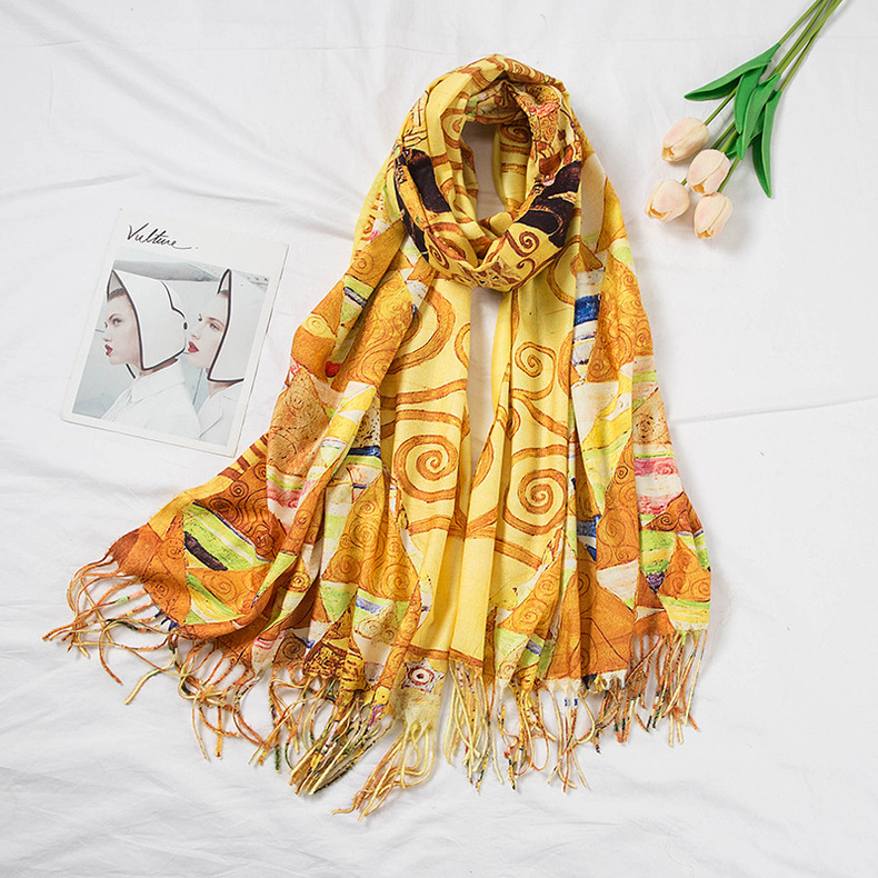 Wholesale-r scarf Egyptian queen yellow tassel ladies fashion shawl