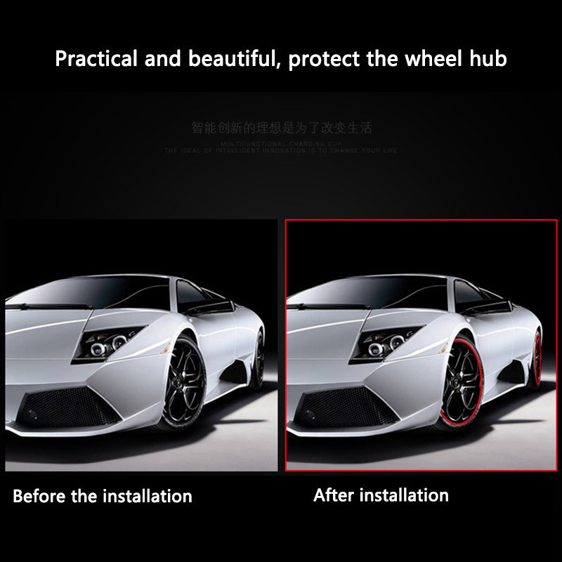 8M/lot Car Wheel Hub Rim Sticker Chrome Wheel Decoration Auto Tire Rims Plated Strip Car-styling Exterior Accessories