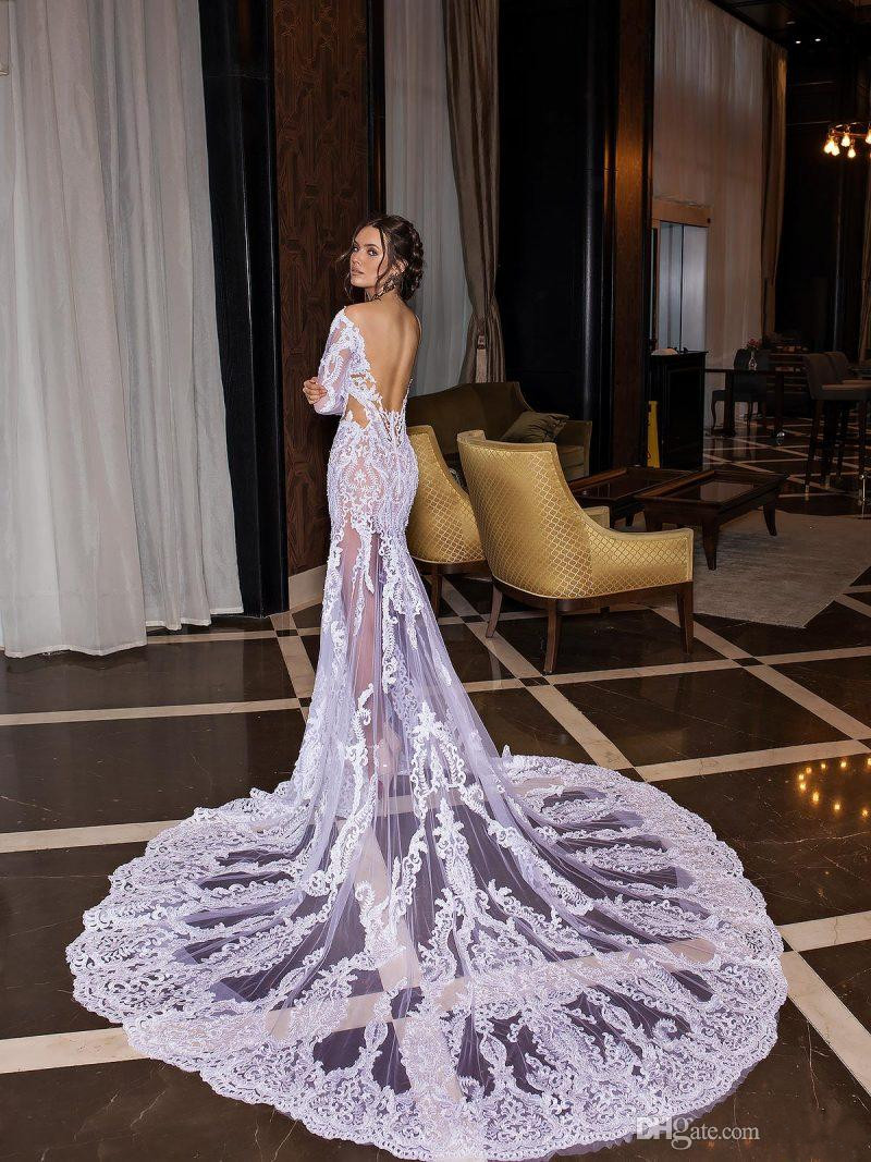 Dimitrius Dalia Mermaid 2019 Wedding Dresses With Capes Sheer Neck Long Sleeve Bridal Gowns Lace Appliqued Sexy Beach Vestidos De Noiva