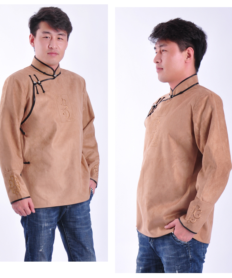 Mongolian ethnic clothing Traditional tang suit Costumes for Men National stand collar top Grassland living clothes Asia Adult Wear