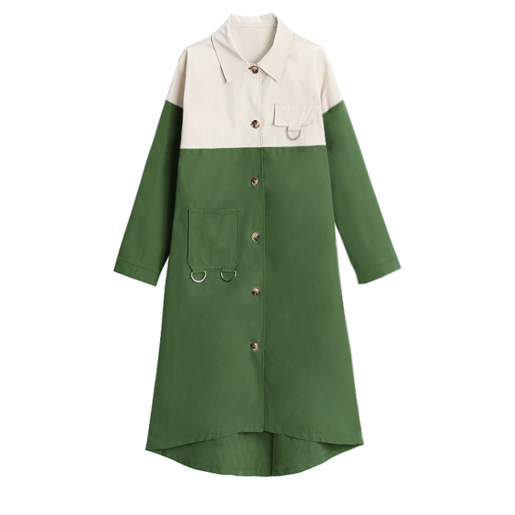 2020 Korean Fashion PLUS Size Windbreakers Long Sleeve Turn-down Collar New Autumn Winter Loose Patchwork Color Women Coat, Green
2020 Korean Fashion PLUS Size Windbreakers Long Sleeve Turn-down Collar New Autumn Winter Loose Patchwork Color Women Coat, Green