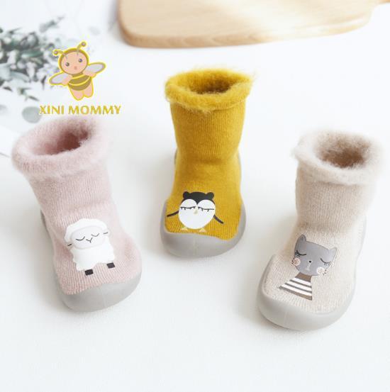 first walkers girls toddler shoes first step baby boys walker home slippers winter warm sock shoe with rubber soles soft booties