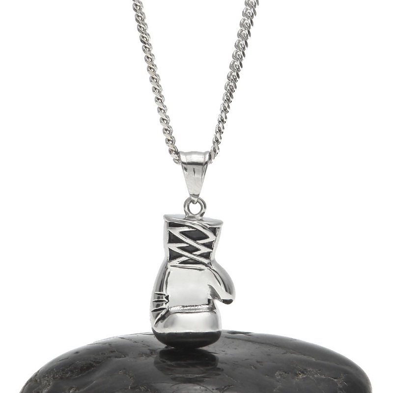Fashion- Hop Necklace Jewelry Stainless Steel Boxing Gloves Pendant Necklace With 60cm Gold Cuban Chain