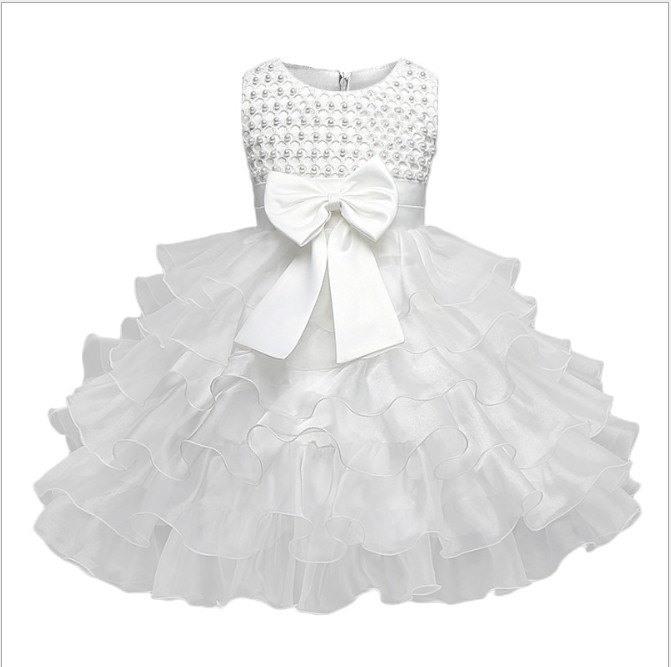 Wholesale- Newborn Infant Girls Wedding Dresses Baby Girl First Birthday Dress For Baby Kids Party Wear Girls New Year Red Dresses Vestido