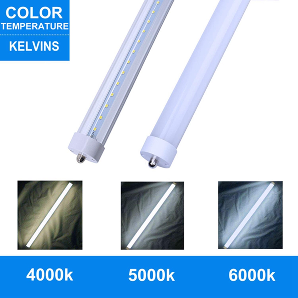 T8 8ft LED Light Tube,FA8 Single Pin Base,8ft 6000K White,45W,Dual-Ended Power,50-Pack AC100-305V US Stock
