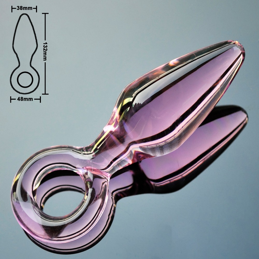 38mm Pink pyrex glass butt plug crystal bead anal dildo artificial male penis female masturbate sex toy adult for women men