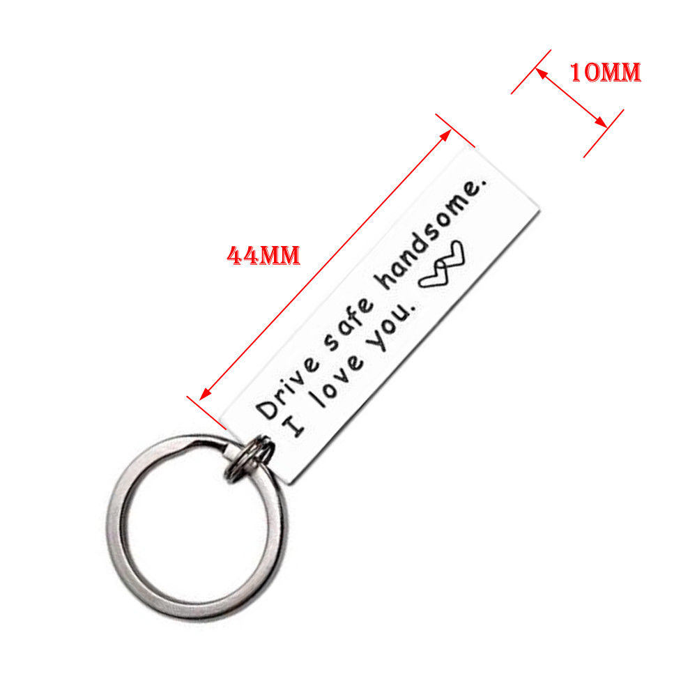 Keychain label with key ring, motorcycle, scooter, car and gift (Drive safe handsome, I love you)