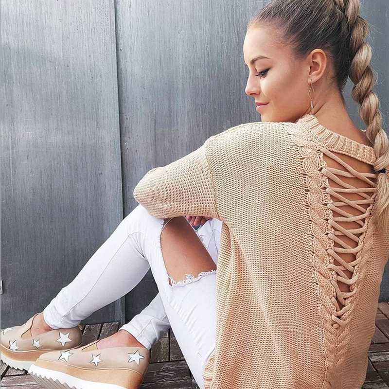 New Women Lace Up Sweaters Lady Long Loose Sleeve Cotton Casual Sweater Tops, Khaki
New Women Lace Up Sweaters Lady Long Loose Sleeve Cotton Casual Sweater Tops, Khaki