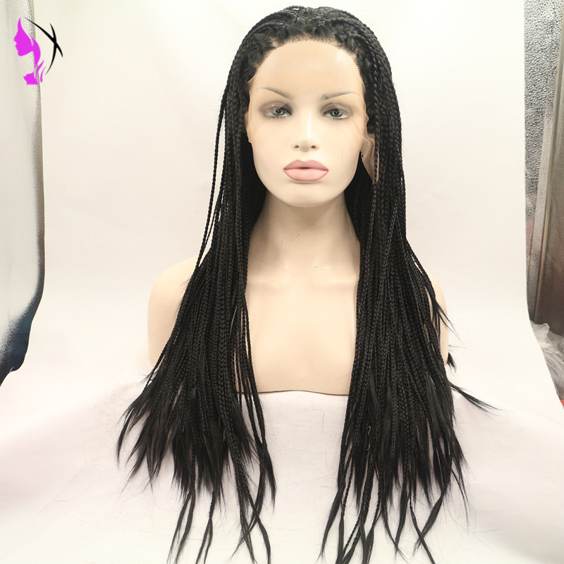 perruque americaine 30inches long africa braids Lace Front Black/brown/blonde Wig Synthetic Braided Box Braids wigs for women