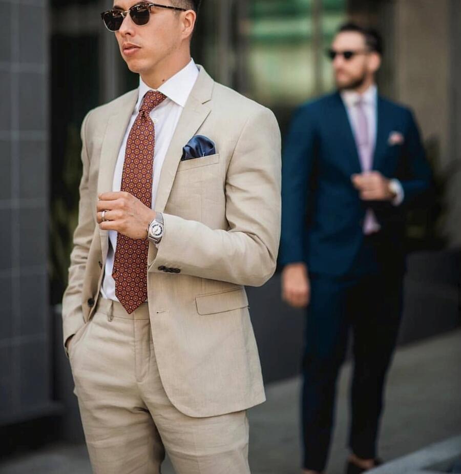 Wedding Tuxedos Man Party Dinner Wear Suits Slim Fit Groom Outfit Groomsmen Cheap Formal Prom Suits Two Pieces (Jacket +Pants +Tie)