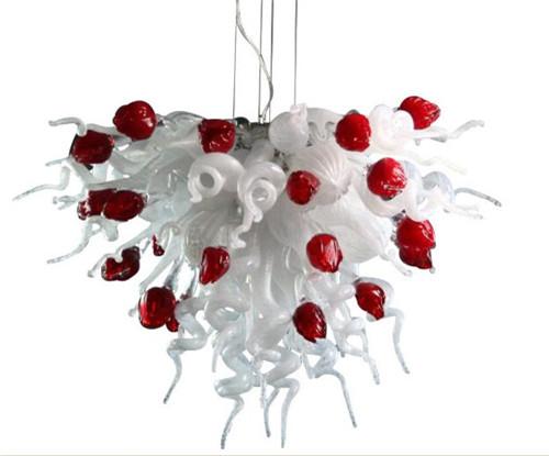 Pretty Colored Murano Glass Art Chandelier with White and Red Energy Saving Blown Glass Pendant Lamps for Wedding Decoration , LR1104