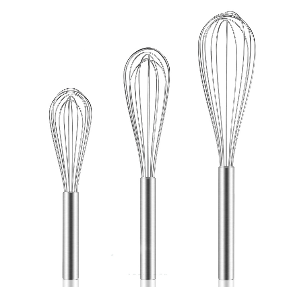 Ensemble de 3 poignées en silicone en acier inoxydable pour outils d'oeufs Ballon d'oeuf Ballon Métal Mélange, battant et remuant. Fouetter 12257