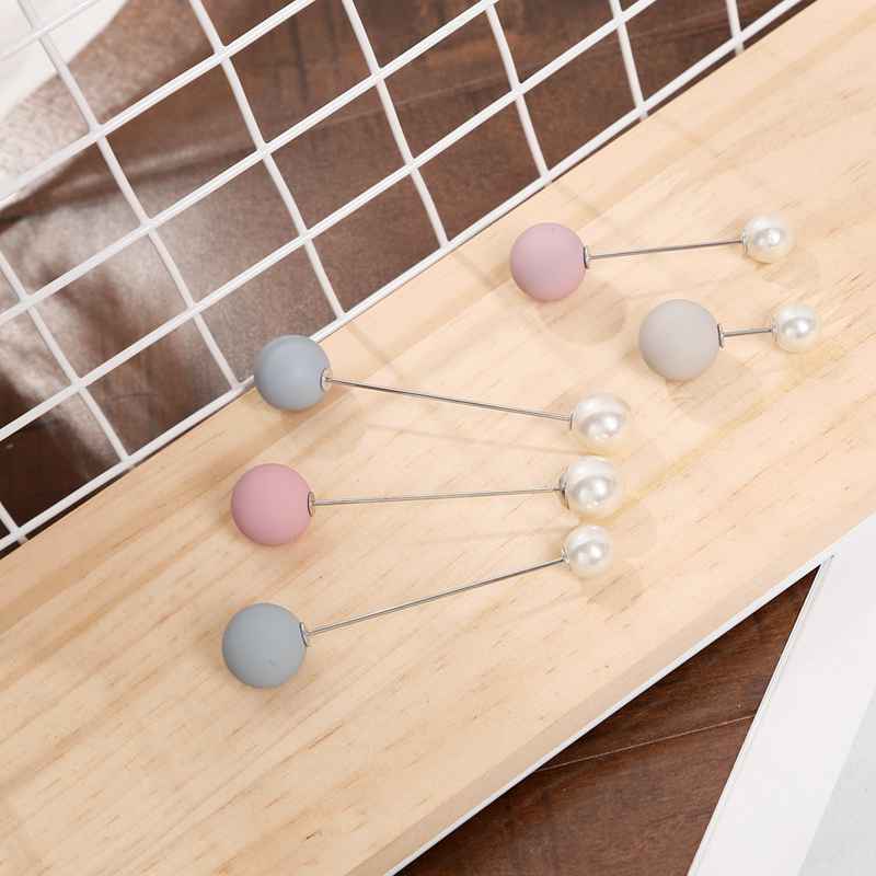 Scrub short paragraph brooch black white elegant temperament double-layer imitation pearl brooch 2 pieces