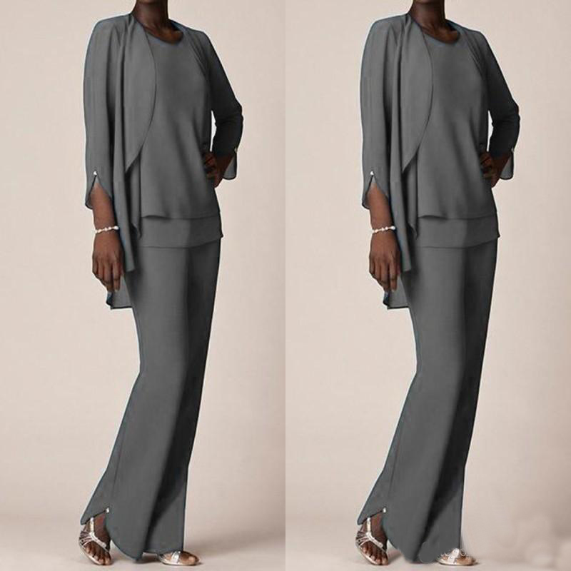 Grey Chiffon Formal Pant Suits For Mother Groom Dresses Evening Wear Long Mother of the Bride Dresses With Jackets Plus Size Custom
Grey Chiffon Formal Pant Suits For Mother Groom Dresses Evening Wear Long Mother of the Bride Dresses With Jackets Plus Size Custom