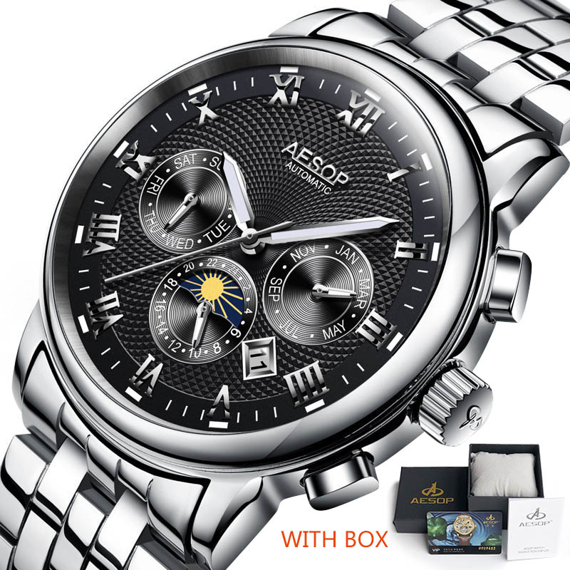 AESOP Men's Fashion Watches Automatic Mechanical Watch Blue Wrist Wristwatch Stainless Steel Male Clock Men Relogio Masculino 2020, Khaki
AESOP Men's Fashion Watches Automatic Mechanical Watch Blue Wrist Wristwatch Stainless Steel Male Clock Men Relogio Masculino 2020, Khaki