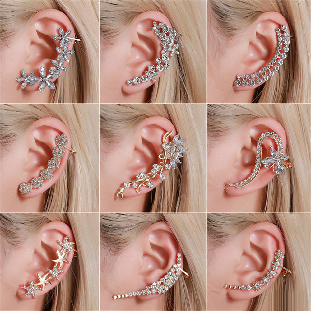 European Crystal Flower Ear Cuffs for Women Girls Rhinestone Butterfly Earrings Clip Trendy Nightclub Star Ear Studs Party Jewelry Gift, Silver
European Crystal Flower Ear Cuffs for Women Girls Rhinestone Butterfly Earrings Clip Trendy Nightclub Star Ear Studs Party Jewelry Gift, Silver