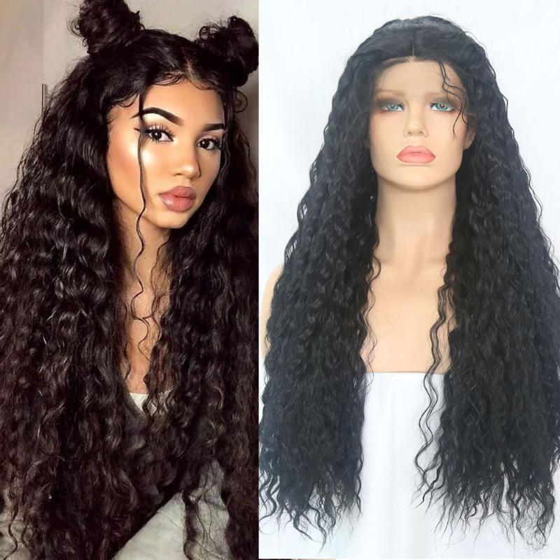 QUINLUX WIGS Black Curly Long Wigs For Black Women Synthetic Lace Front Hair High Temperature Heat Fiber Cosplay Party African, As pic
QUINLUX WIGS Black Curly Long Wigs For Black Women Synthetic Lace Front Hair High Temperature Heat Fiber Cosplay Party African, As pic