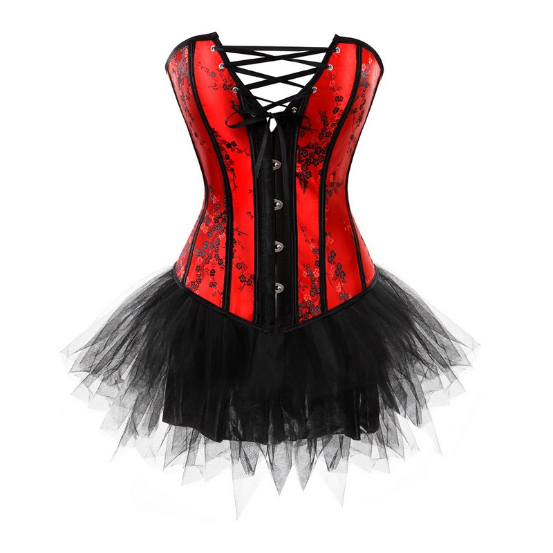 Women Christmas Burlesque Corset Dress Costume Floral Overbust Corset with Tutu Mini Skirt Plus Size S-6XL Cosplay Dress-up Outfit Free Ship, Red 2
Women Christmas Burlesque Corset Dress Costume Floral Overbust Corset with Tutu Mini Skirt Plus Size S-6XL Cosplay Dress-up Outfit Free Ship, Red 2