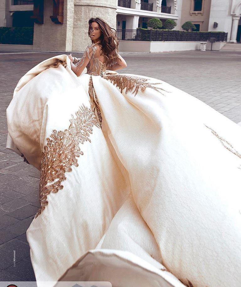2019 New Princess Wedding Dress African Arabic Dubai Long Sleeve Gold Appliques Church Formal Bride Bridal Gown Plus Size Custom Made