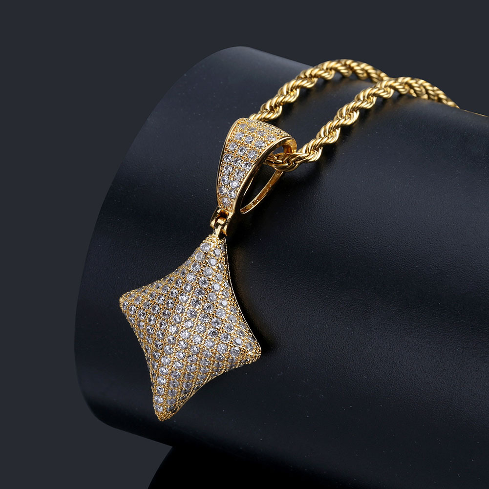 4 Styles 18K Gold and White Gold Full CZ Cublic Zirconia Playing Cards Symbol Pendant Necklace Chain Hip Hop Jewelry Gifts for Men and Women