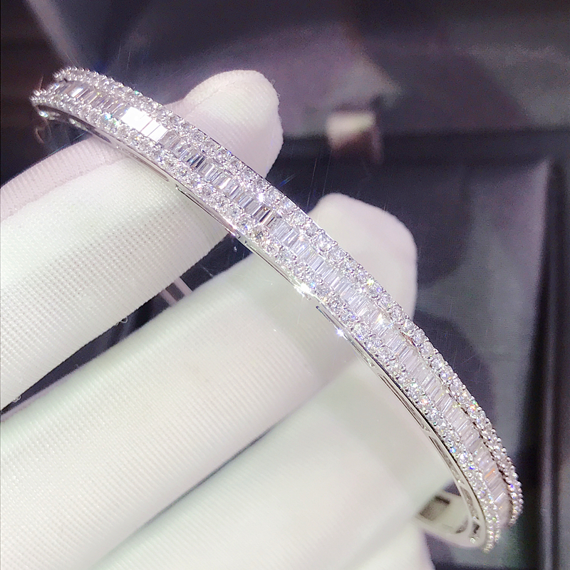 Sterg Sier Full Princess Cut Topaz CZ Eternity Bangle for Women 4