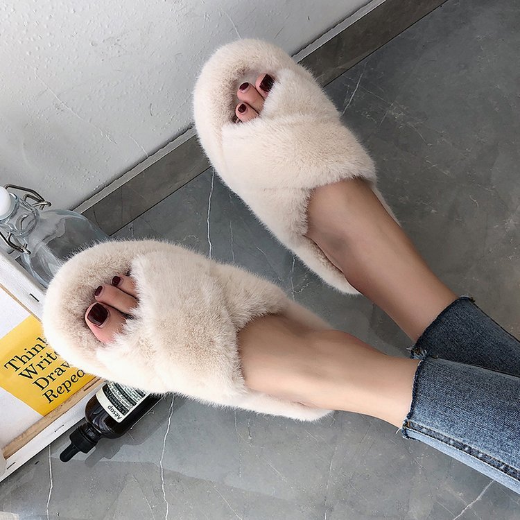 Maggie s Walker 2020 Spring New Fuzzy Slippers Sliders Shoes Soft Comfort Footwear Shoe Cute Winter Fur Home Shoe Casual Shoes Y200706