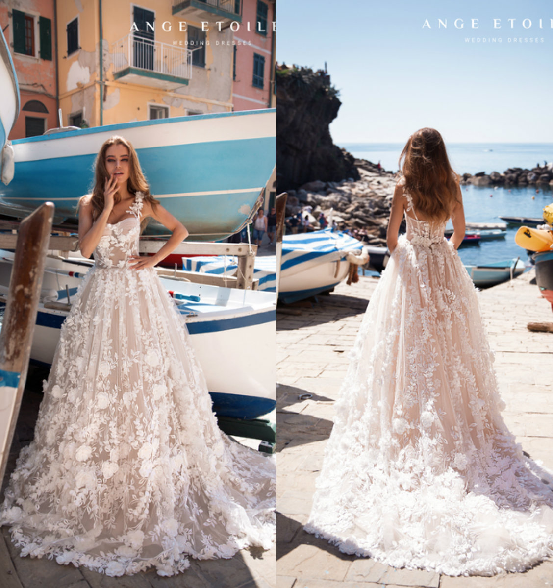 Lace Beach Wedding Dresses 3D Floral Appliqued A Line Sweep Train Custom Made Bohemian Wedding Dress Plus Size Bridal Gowns Robe De Mariée