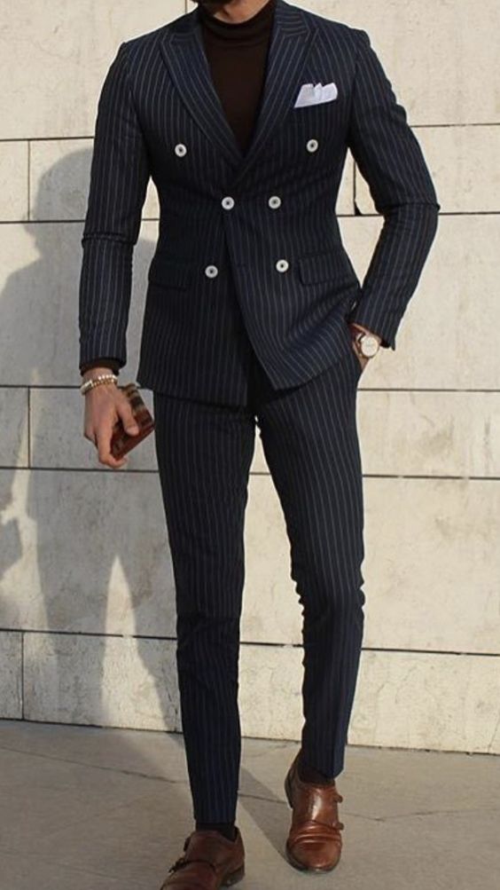 Stripe Mens Suits Slim Fit Tuxedo wedding piece coat pant designs Suits For Wedding Mens Formal Prom Clothing Two Pieces(Jacket+Pants)