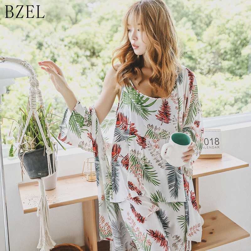 BZEL Cotton Pajamas For Women Sexy Pajamas Long Sleeves Sleepwear 3 Piece Set Floral Pijama Femme Underwear -XL At all Seasons
BZEL Cotton Pajamas For Women Sexy Pajamas Long Sleeves Sleepwear 3 Piece Set Floral Pijama Femme Underwear -XL At all Seasons