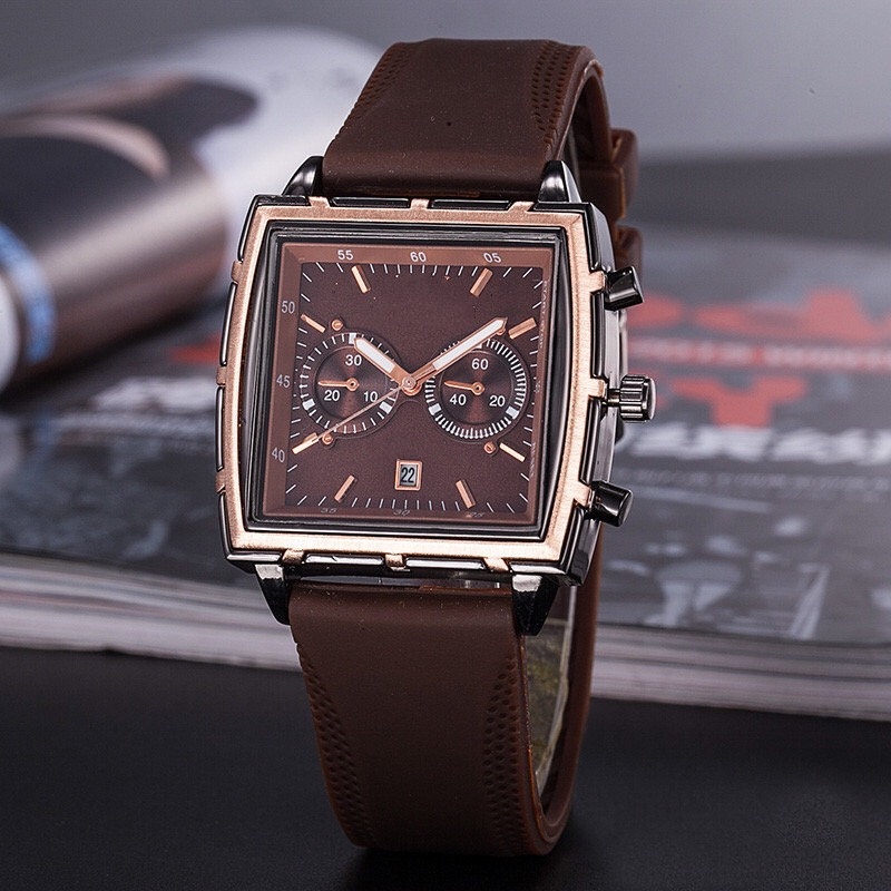 New Men's VK Chronograph Quartz Quartz Watch Stainless Steel Watch Leather Strap Men's Monaco Sports Watch