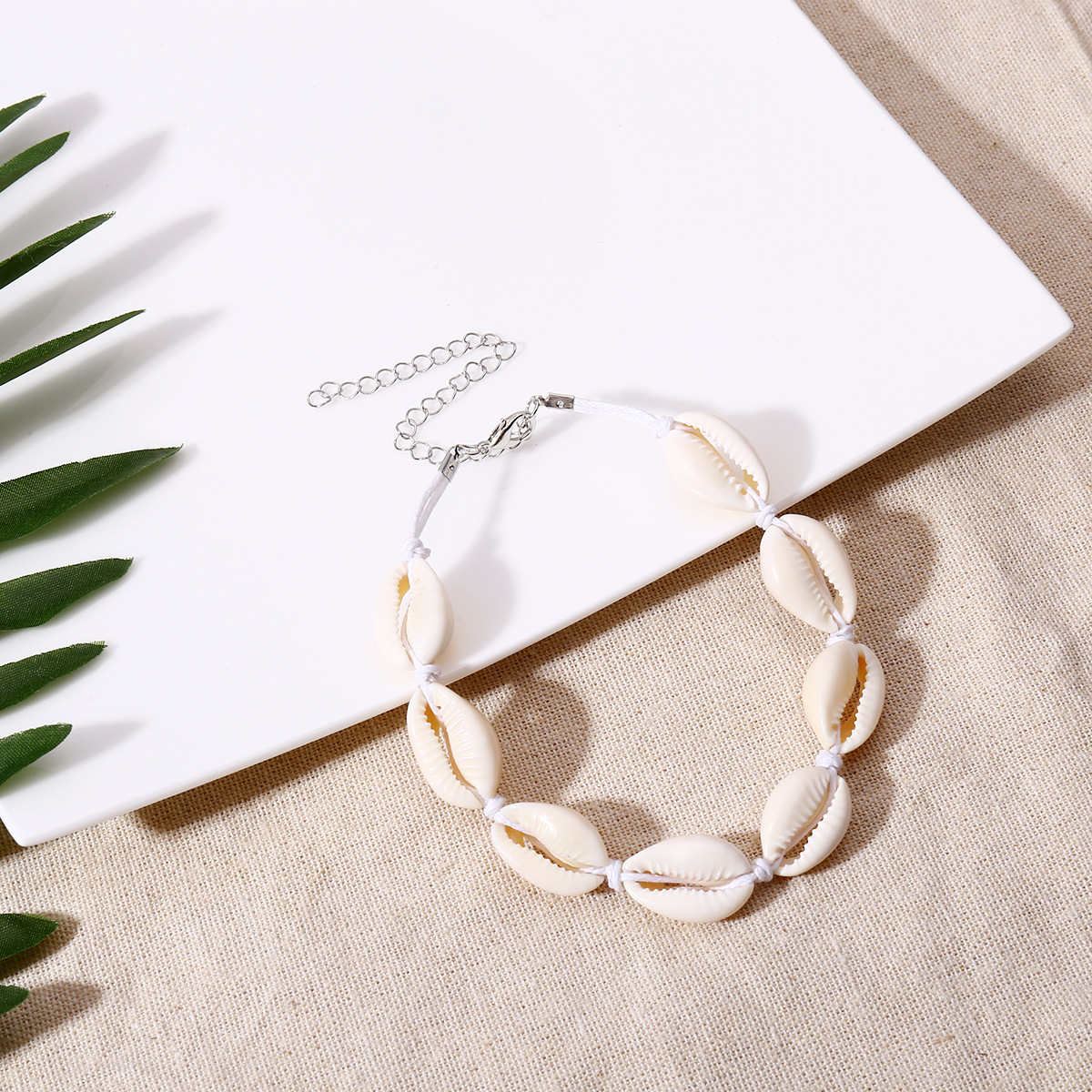 Natural shell woven anklet (unisex) anti-inflammatory hooligans and irritability reduction