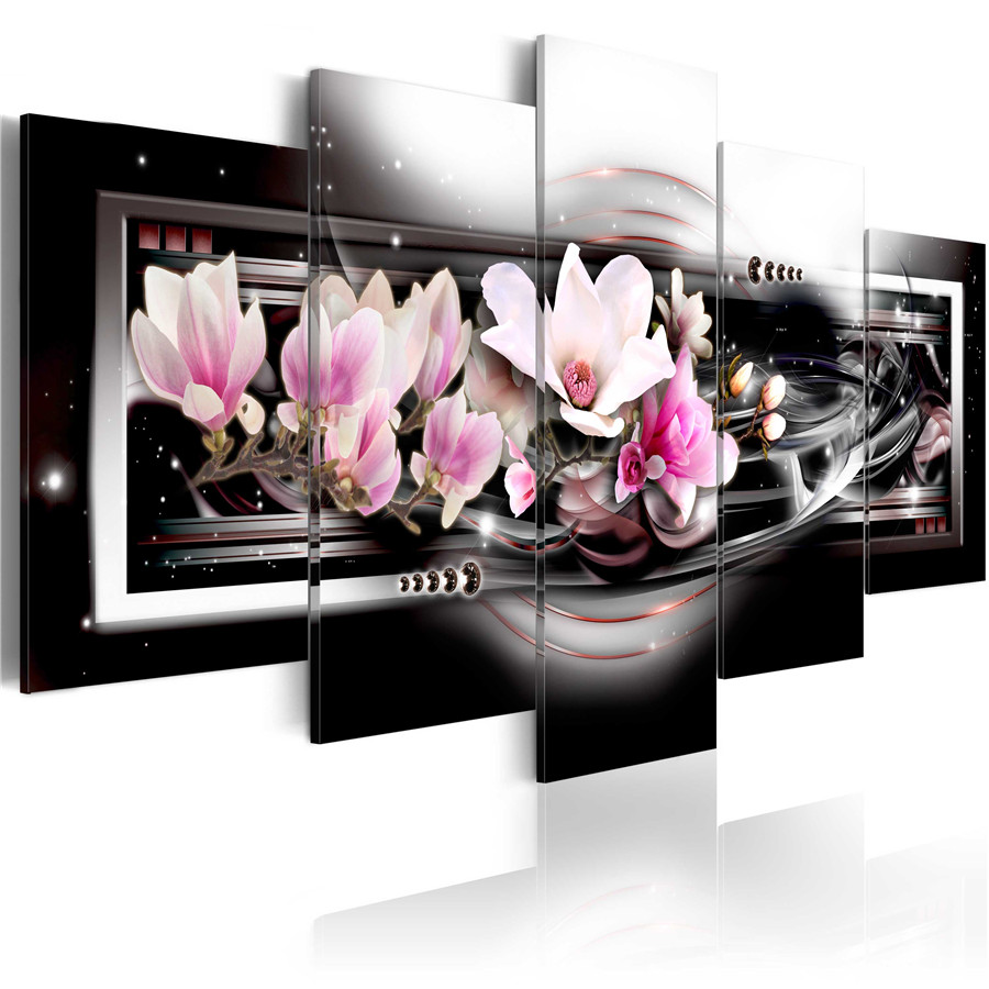 5 Pcs Picture Home Decoracion Canvas Wall Oil Painting Flower Pictures for Living Room Abstract Modern Orchids Paintings (without Frame)