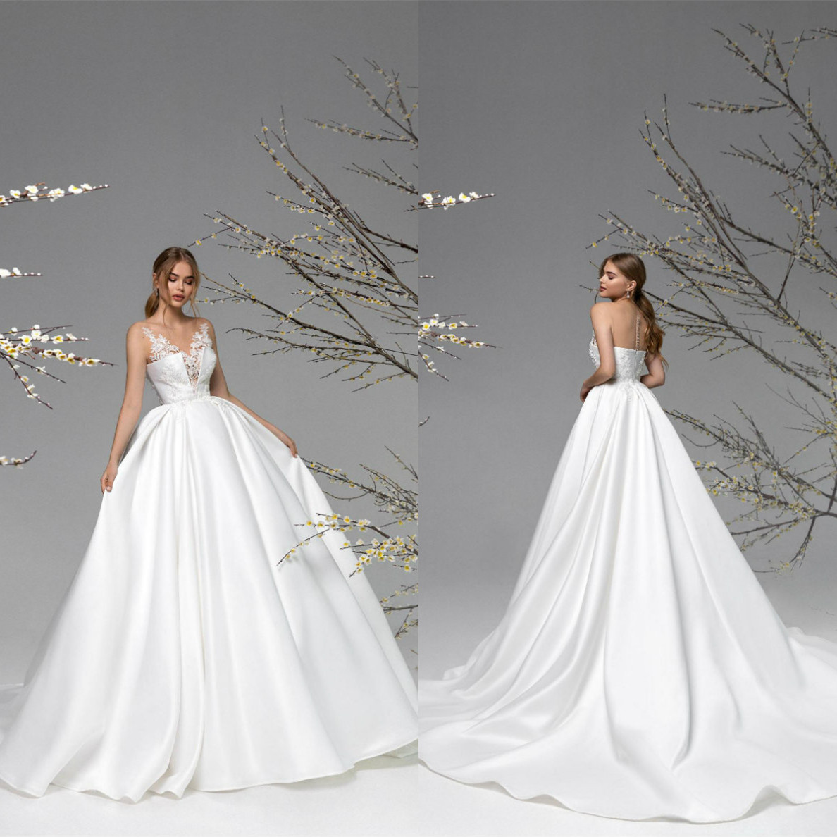 2021 Elegant Wedding Dresses Jewel Sleeveless Lace Satin Bridal Gowns Custom Made Lace Appliques Sweep Train A-Line Wedding Dress, Silver
2021 Elegant Wedding Dresses Jewel Sleeveless Lace Satin Bridal Gowns Custom Made Lace Appliques Sweep Train A-Line Wedding Dress, Silver