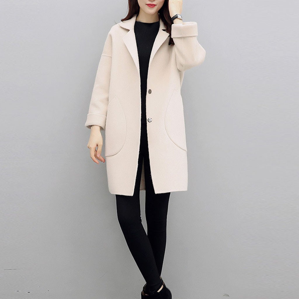 Feitong Winter Women Casual Long Sleeve Medium And Long Jacket Turn Down Collar Sleeve Winter Woolen Thick Ladies Coat, Beige
Feitong Winter Women Casual Long Sleeve Medium And Long Jacket Turn Down Collar Sleeve Winter Woolen Thick Ladies Coat, Beige