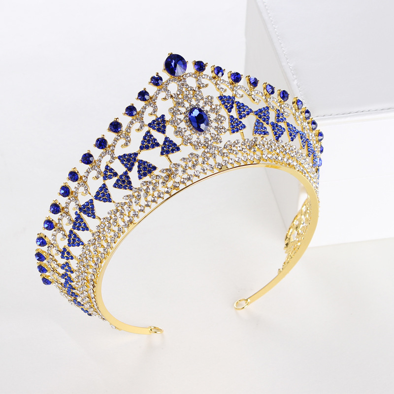 Luxury Full Circle Tiaras Pageant Clear Austrian Rhinestones King Queen Princess Crowns Wedding Bridal Brides Crown Party HeadPieces 5 Color