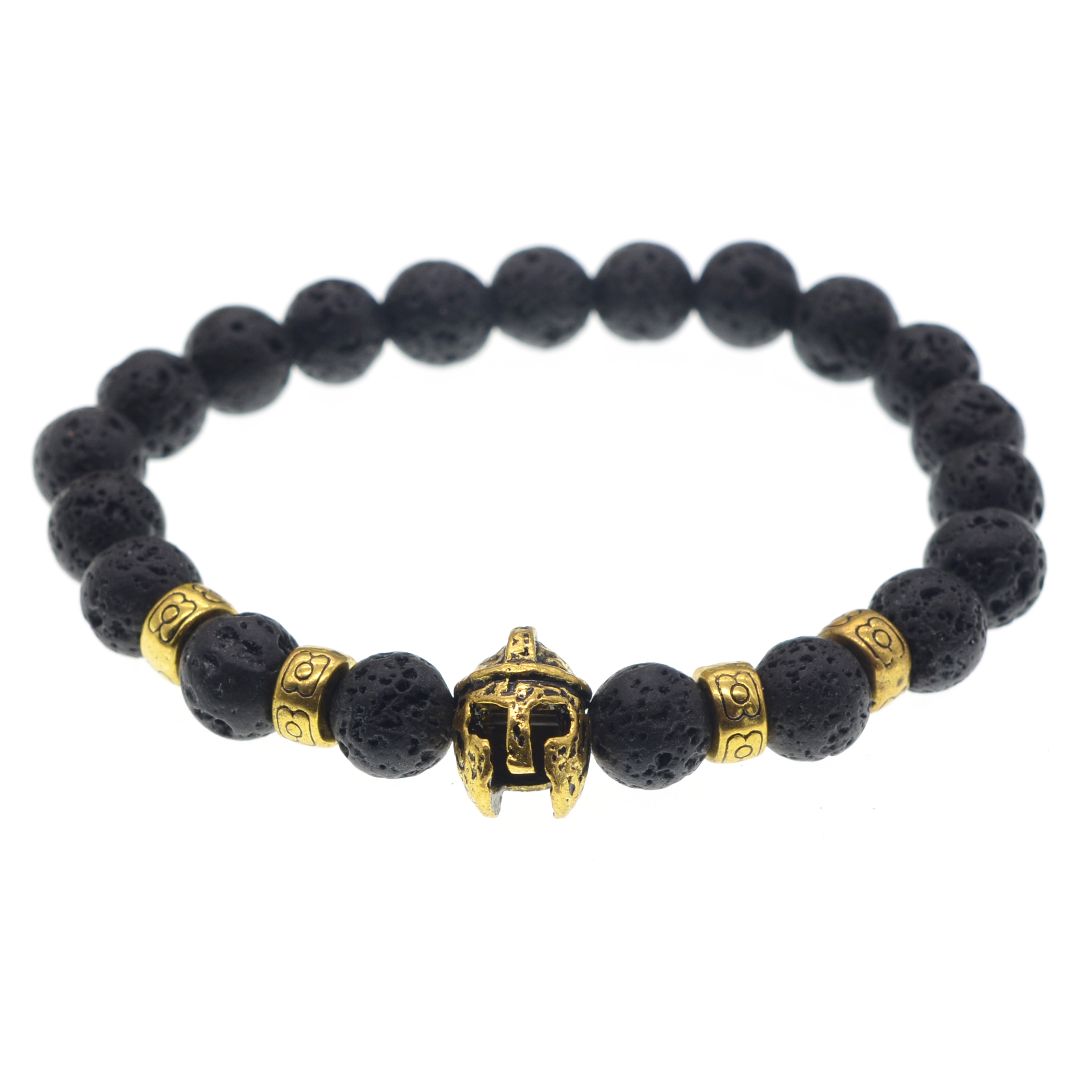 Warrior Bracelet / Helmet Charm Bracelet Natural Stone Bracelet Male Beaded Charm Temperament Birthday Gift