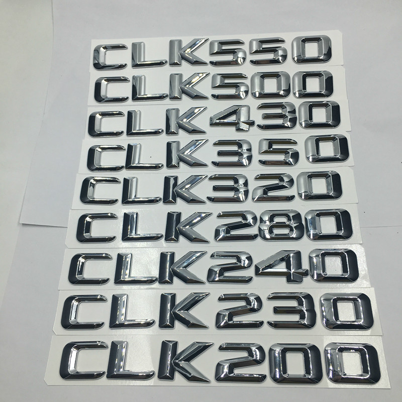 For Mercedes Benz CLK200 CLK230 CLK240 CLK280 CLK320 CLK350 CLK430 CLK500 CLK550 Rear Tail Emblem Number Letters Badge Sticker, Chrome silver
For Mercedes Benz CLK200 CLK230 CLK240 CLK280 CLK320 CLK350 CLK430 CLK500 CLK550 Rear Tail Emblem Number Letters Badge Sticker, Chrome silver