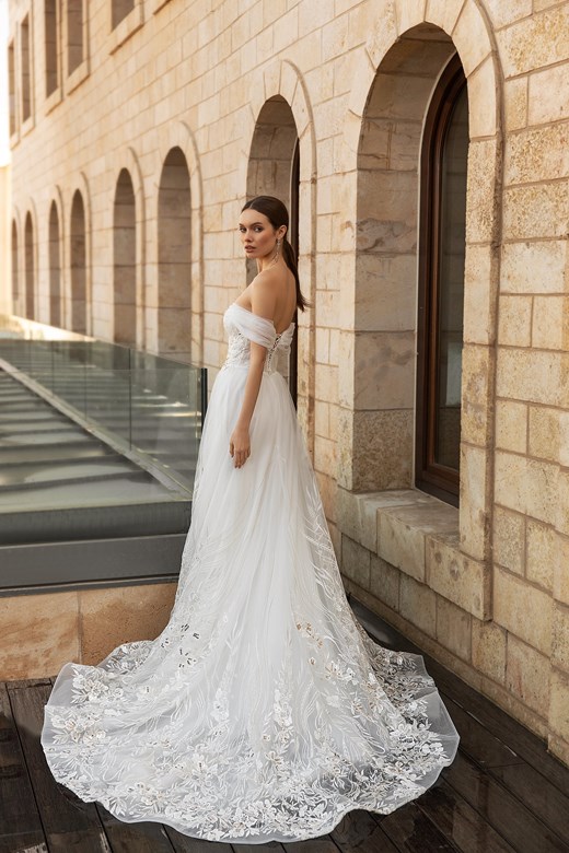 2020 Idatorez Bohemian Wedding Dresses Beaded Off The Shoulder Lace Appliqued Long Sleeve Wedding Dress A Line Custom Made Vestidos De Novia
