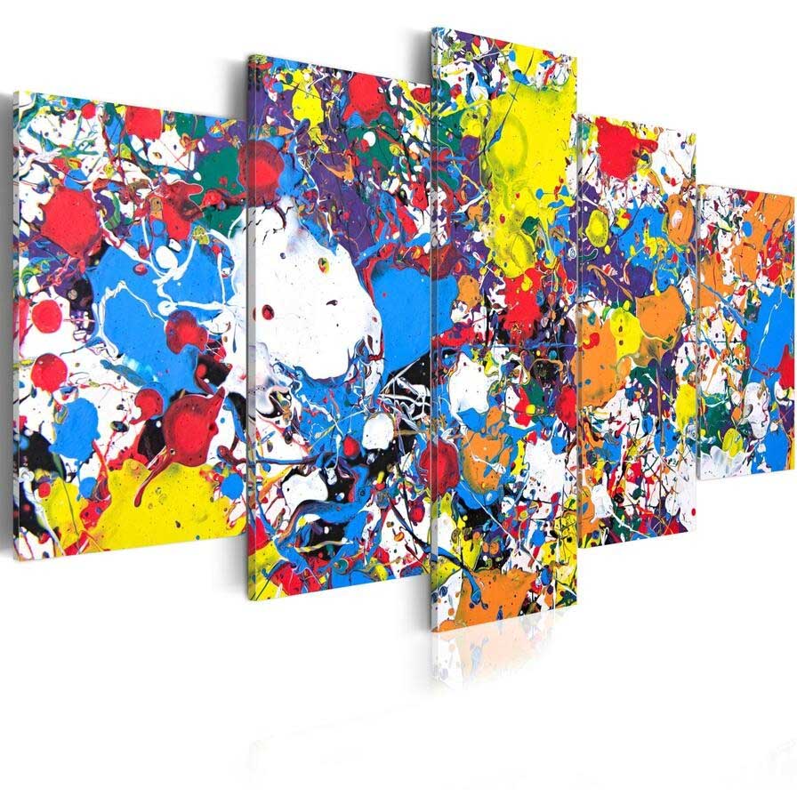 5 Pieces Fashion Wall Art Canvas Painting Abstract Color Watercolor Modern Home Decoration,Choose Color:3 And Size :2(No Frame)