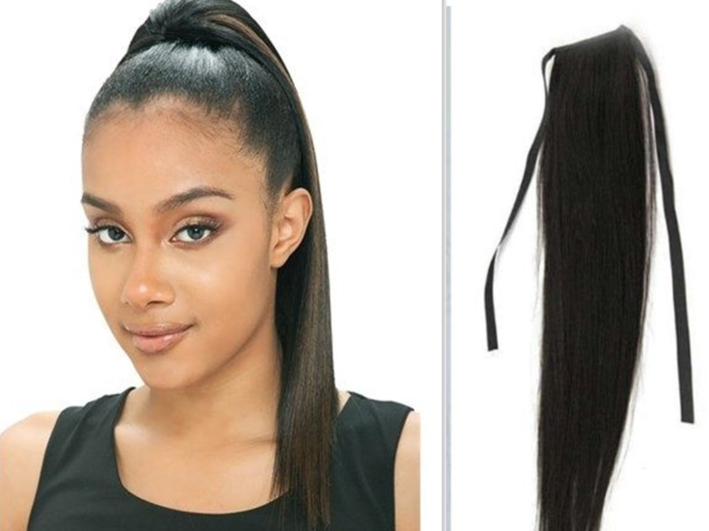 Human Pony tail hairpiece Tie Up Pony tail Clip in natural Hairpiece Binding Pony Tail Extension
