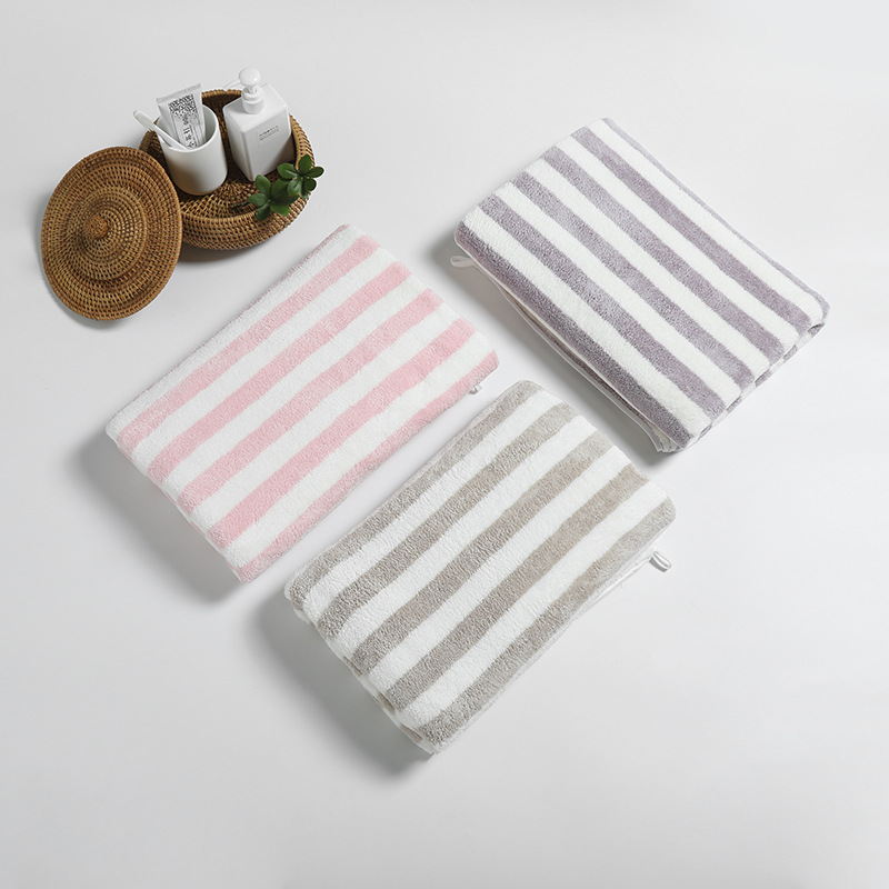 Microfiber Striped Face Towel and Bath Towel Set Fast Water Absorption Thickening Without Lint Household Bathroom Set, Style2 purple
Microfiber Striped Face Towel and Bath Towel Set Fast Water Absorption Thickening Without Lint Household Bathroom Set, Style2 purple