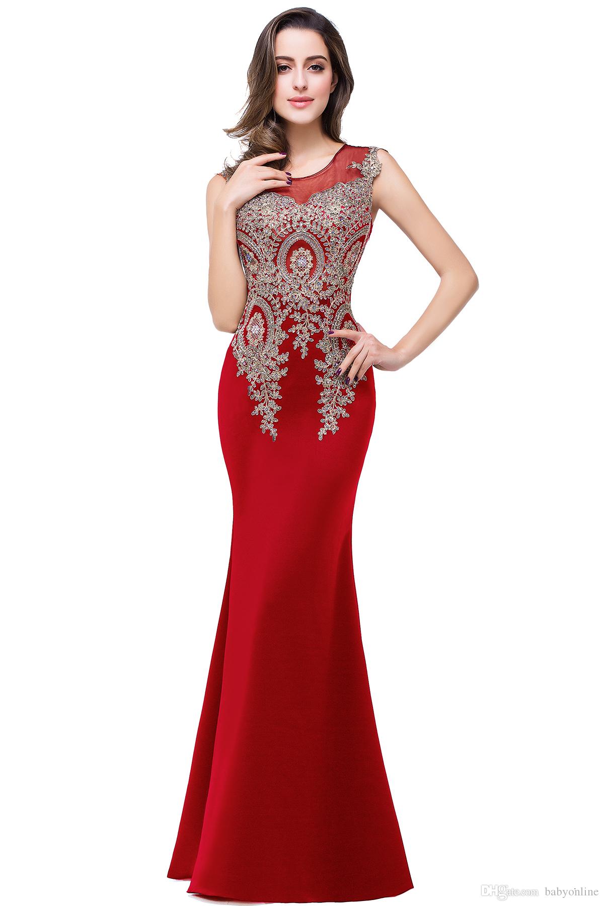 Babyonlinedress Gold Lace Mermaid Evening Dresses 2020 Sexy Tulle Neck Prom Party Dresses Long Multi Colors Bridesmaid Dresses CPS250