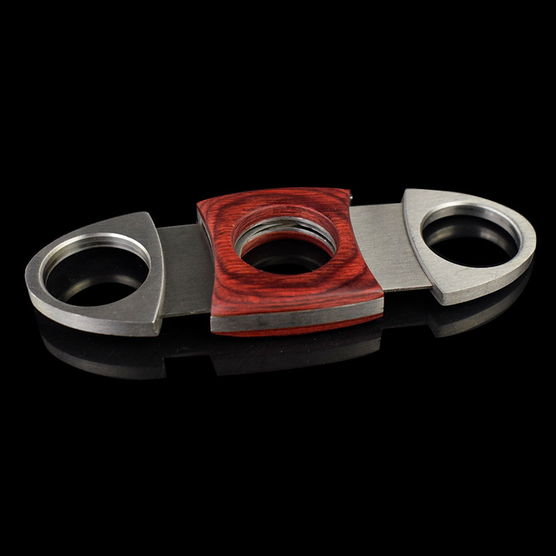 Mahogany stainless steel doubleedged cigar cutter scissors tool cigarette universal accessories portable1620760