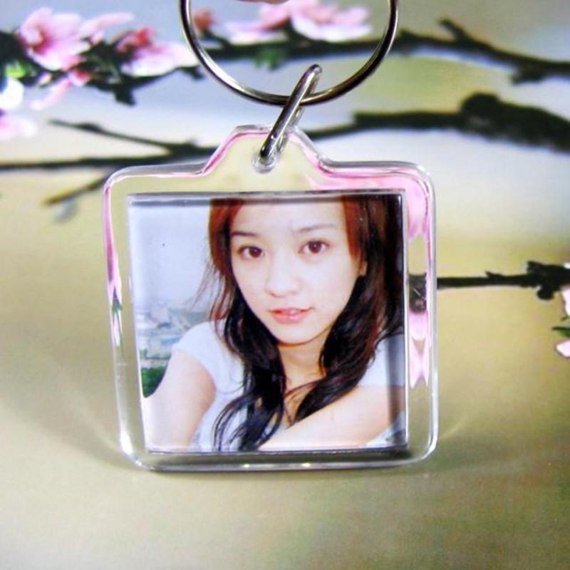 Free shipping 35pcs Blank Acrylic Keychains Insert Photo plastic Keyrings Square Key Rectangle heart circular accessories