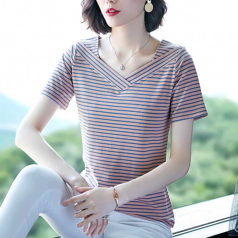 Summer Striped Blouse Women Shirts Short Sleeve V-neck Fashion Korean Women Blouses Plus Size Casual Tops Camisas Mujer, Photo color
Summer Striped Blouse Women Shirts Short Sleeve V-neck Fashion Korean Women Blouses Plus Size Casual Tops Camisas Mujer, Photo color