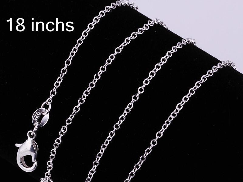 Necklaces Best Price ! 100pcs /lot 925 Sterling Silver Rolo O Chain Necklaces Jewelry 1mm 16 -- 24 925 Silver DIY Chains Fit Pendant Jewelry