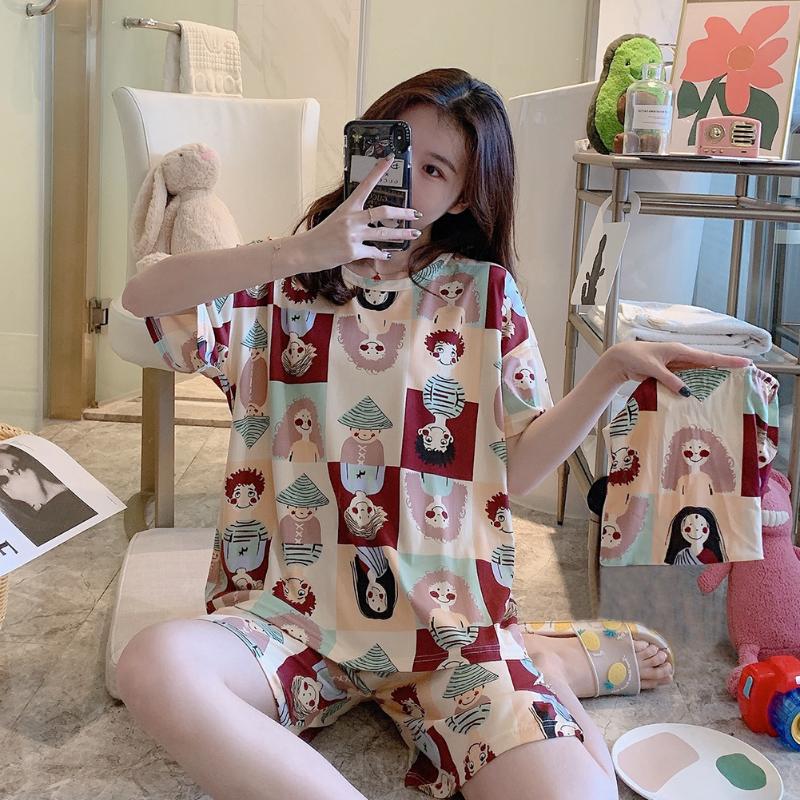 Thin Home Wear Lovely Sleepwear T-shirt Tops Summer Women Pajamas Sets Shorts Girls Comfortable Home Clothes, Multi
Thin Home Wear Lovely Sleepwear T-shirt Tops Summer Women Pajamas Sets Shorts Girls Comfortable Home Clothes, Multi