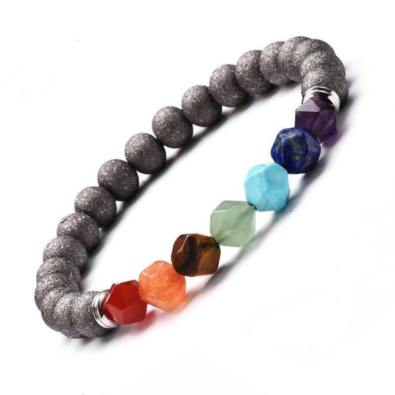7 Chakra Yoga Bracelet Natural Stone Cut Surface Energy Crystal Bracelet Agate Beads Bracelets Fashion Women And Men Jewelry Gift