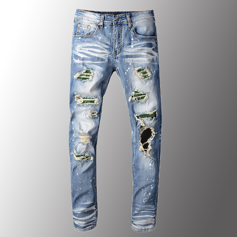 Men Jeans Luxury Men's Crystal Holes Ripped Jeans Slim Skinny Patchwork Distressed Blue Stretch Denim Pants Plus Size 40
Men Jeans Luxury Men's Crystal Holes Ripped Jeans Slim Skinny Patchwork Distressed Blue Stretch Denim Pants Plus Size 40